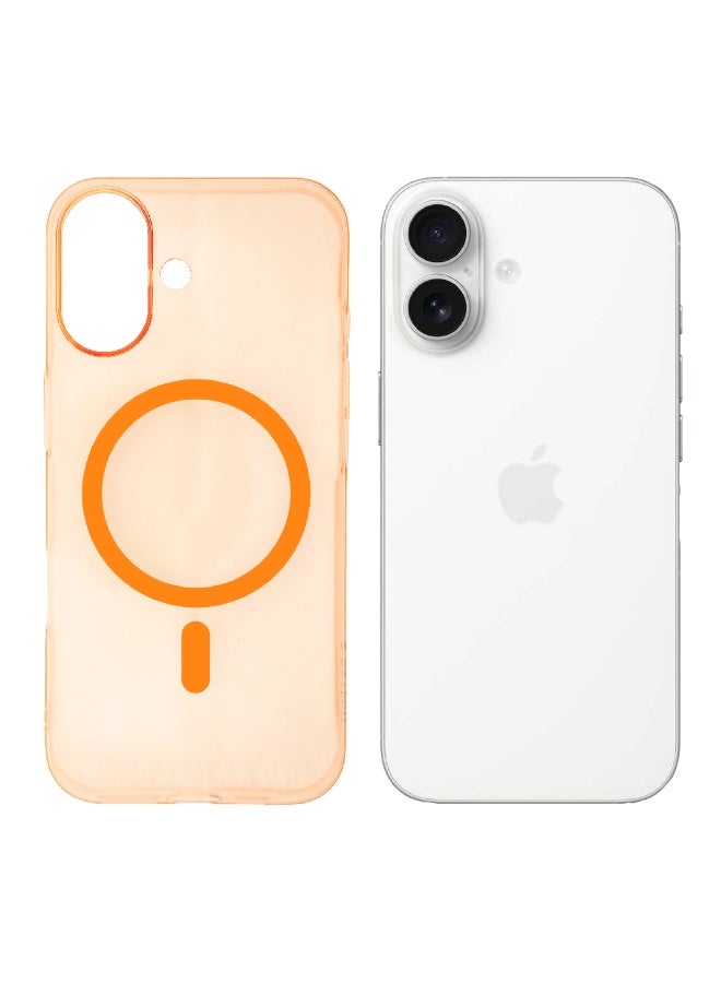 حافظة أصلية لجهاز آيفون 17 حافظة فايبر شفافة مغناطيسية لجهاز آيفون 17 | غطاء واقي رقيق شفاف مع قفل مغناطيسي قوي، مقاوم للصدمات TPU، ظهر مقاوم للخدوش، حماية للكاميرا – برتقالي